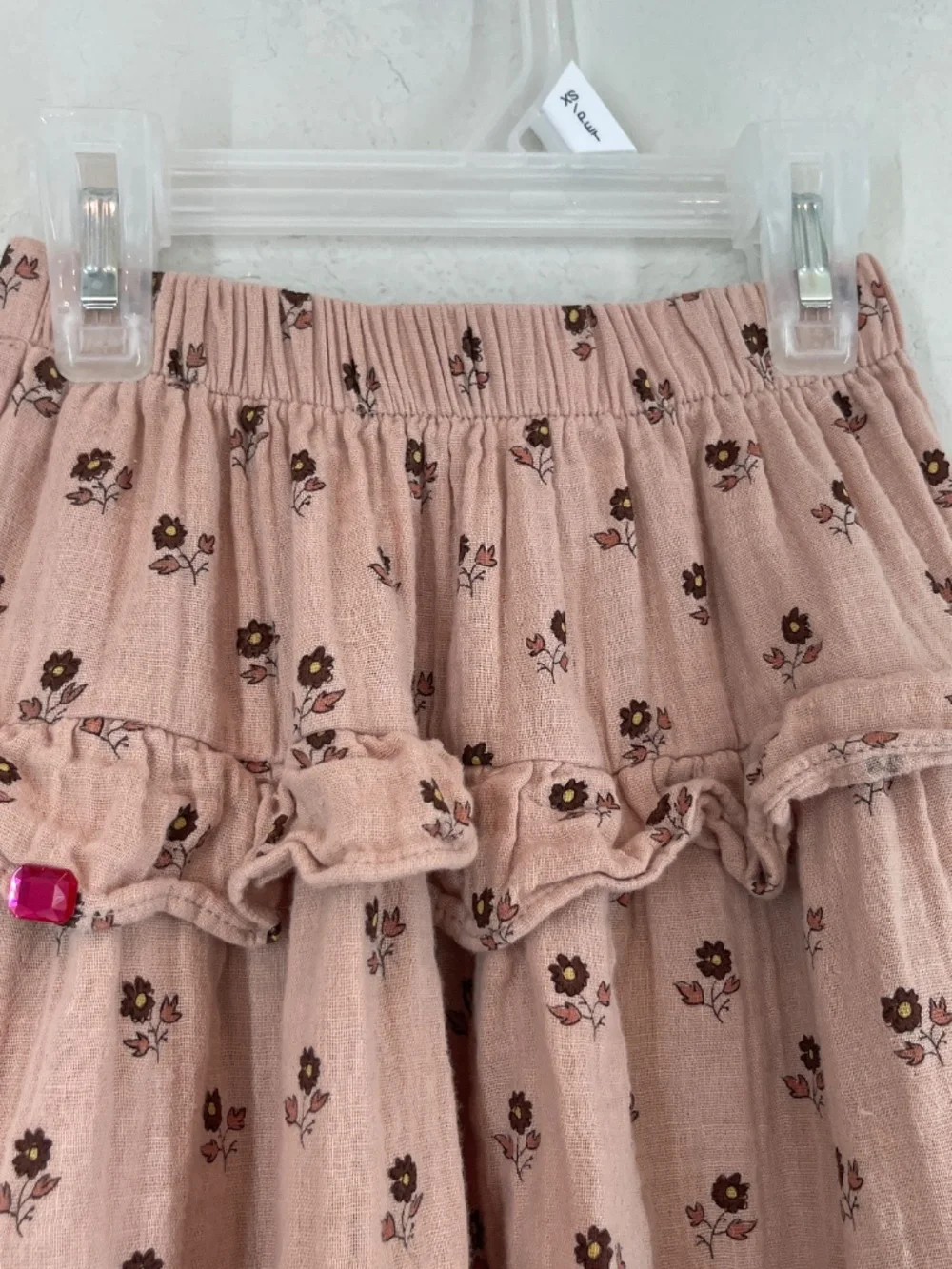 Rylee + Cru Midi Skirt Girls Toddler 2-3Y Midi Pink Ditsy Floral Tiered Cotton